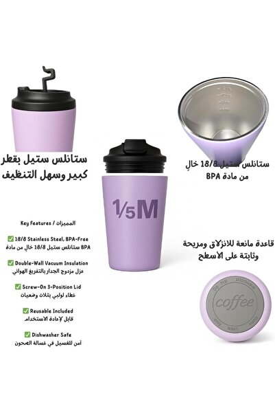 Generic Half Million Insulated Travel Coffee Mug, Reusable Cup with Flip Lid (Purple)
