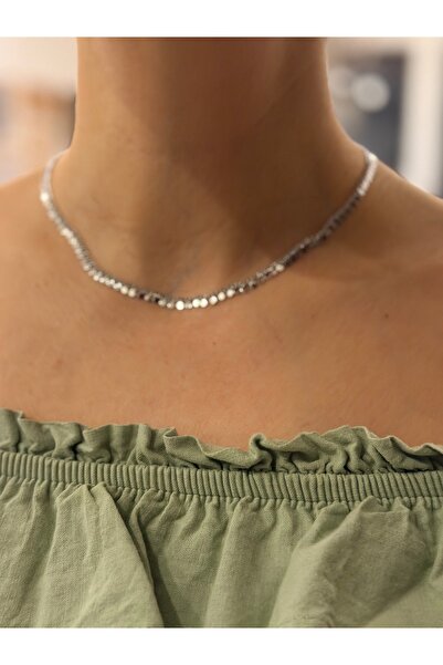 saaden jewelry SAADEN MİNİK PULLU SİLVER KOLYE