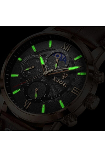Lige Ανδρικό Ρολόι Δερμάτινο Quartz Elegant