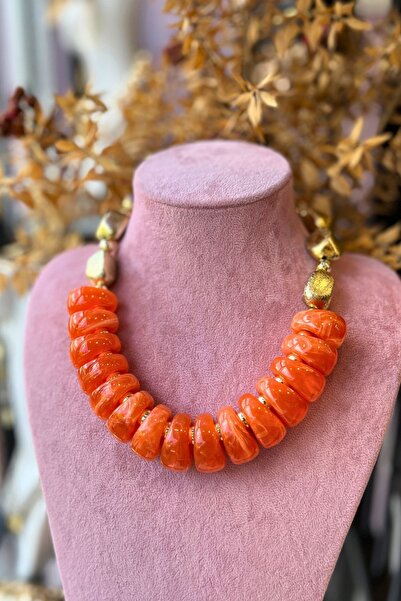 Meva Takı ve Aksesuar Colorful Bead Form Thick Necklaces