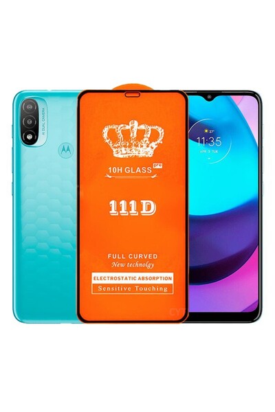 Motorola Tempered Glass Screen Protector for Moto E20 - Full Cover 111D, 10H, Black Edges, Clear