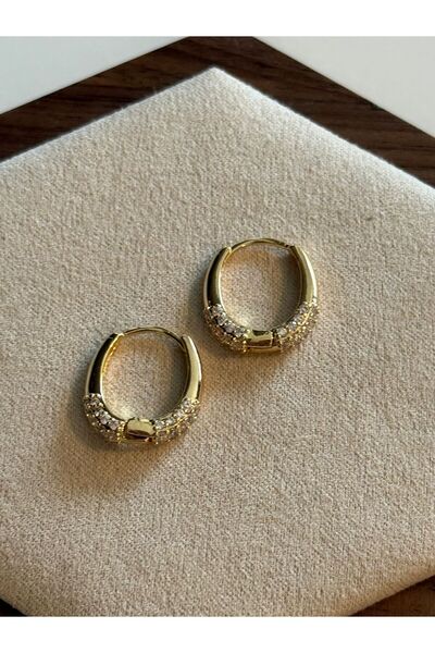 STOLIA Zirkon Taş Detaylı Çelik Halka Küpe