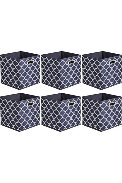 Amazon basics Foldable Fabric Storage Cubes with Oval Handles, 6-Pack - Dark ...