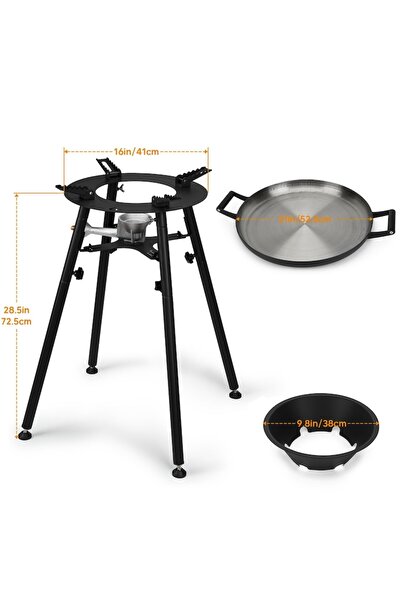 Gaspass Gas cooking system — Paella burner with 54 cm pan, LPG regulator, detachable legs