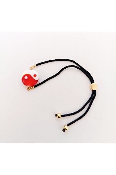 ADAMODART Yin Yang Glass Beaded Adjustable Drawstring Bracelet