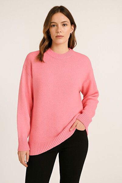 KURGAN TEKSTİL Women's Crew Neck Basic Knitwear Sweater