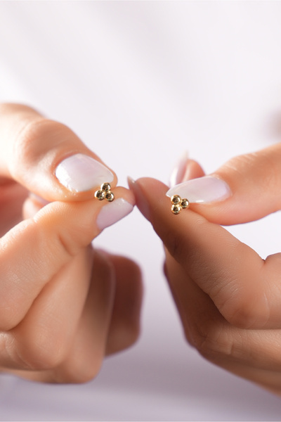 SUNSHINE 925 Ayar Gümüş Gold Kaplama 3 Toplu Model Küpe