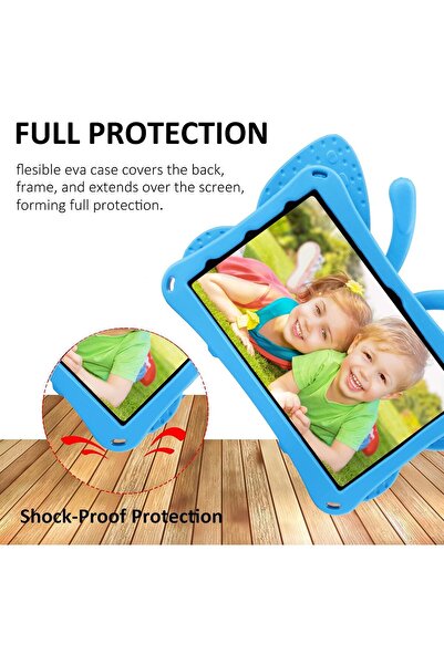 HYX حافظة EVA مقاومة للصدمات بتصميم فراشة للأطفال لجهاز iPad 10.2 (أزرق)