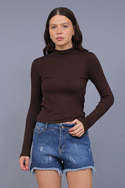 Seşa Блуза от плат, модел Half Fisherman, кафява