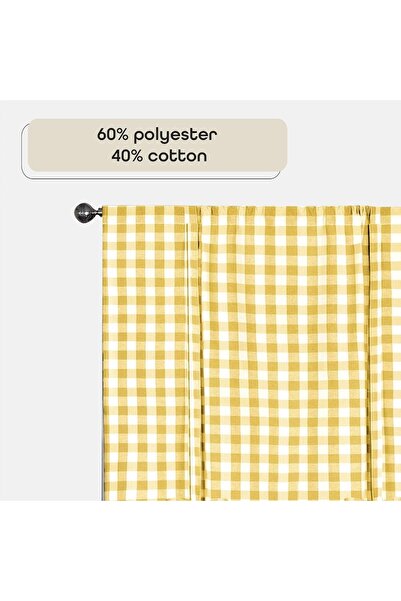 Generic Akim Home Furnishings Buffalo Check Tie-Up Window Curtain 42 x 63, Yellow