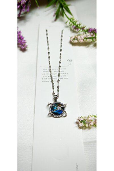 laniva bags قلادة من الفولاذ المقاوم للصدأ على شكل كوكب فضية اللون