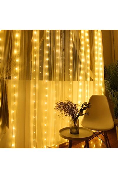 EDAR Cortină de Crăciun cu LED-uri din plasă, USB, 8 moduri, alb cald, imperm...