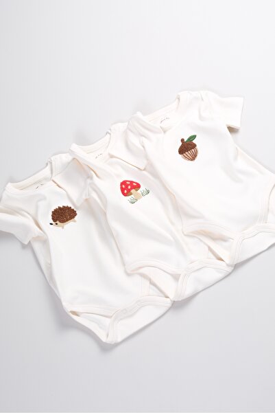 Bondberro Set of 3 100% Cotton Swaddle Embroidered Baby and Children's Bodysuits & Bodysuits