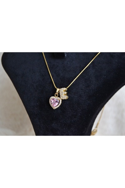 Stainlless Steel قلادة على شكل قلب من حجر الزركون الفولاذي