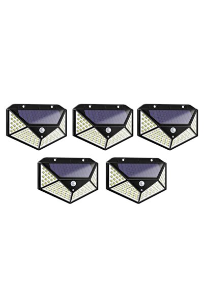 UNİBOX Set of 5 Solar Powered Wall Lamps, 100 LED, Motion Sensor, Long Batter...