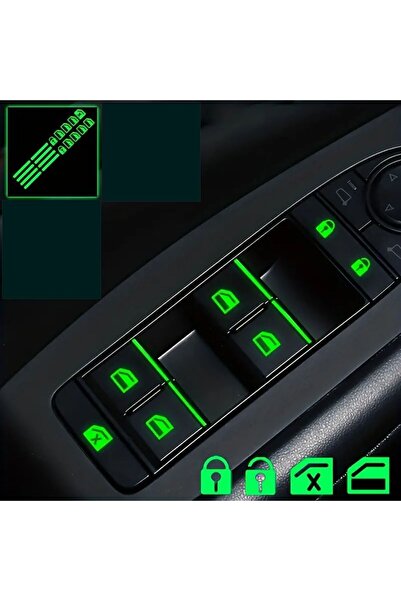 ÖZGÜL REKLAM Karanlıkta Işık Veren Parlayan Araç İç Buton Sticker Seti – Lümen Floresan Folyo ( 4 Kapı Set )