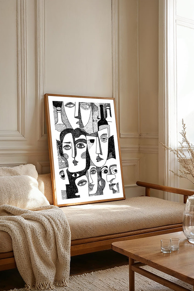 Dekorsiahome Tek Parça Ahşap Çerçeveli Oturma Odası Salon Mutfak Tablosu TK2188