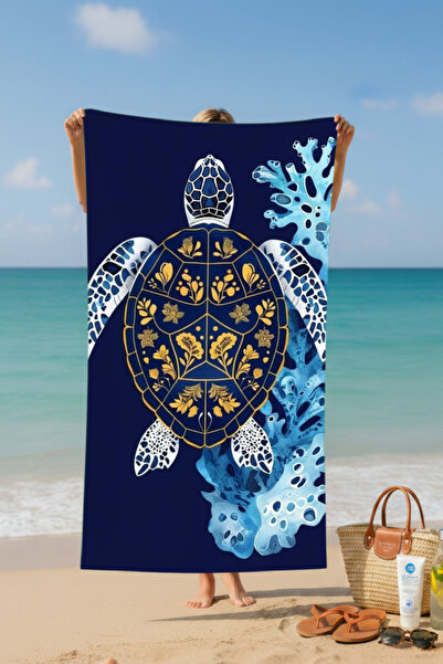 BETHA Turtle1 Patterned Cotton Beach Towel – Patterned Design – 75X150 cm