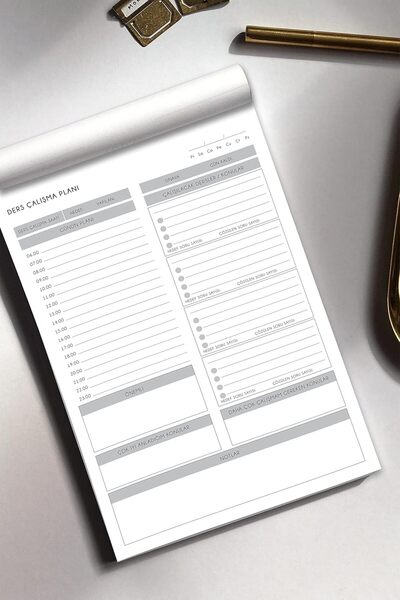 Hype Store aüstü Ders Çalışma anlayıcı 60 Yaprak 17x24 cm Günlük Haftalık Prr...