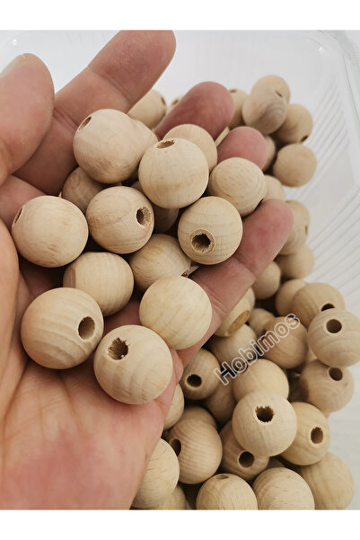 Hobimos 10 Adet 20 mm Dar Delikli Ham Ahşap Tahta Boncuk