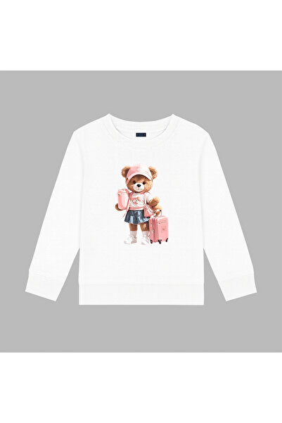 BLITZIST Cool Bear-Tarz Ayıcık Printed 3-Thread Crew Neck Girls' Sweatshirt