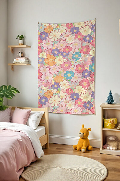 Tepeli Home Çiçekler Duvar Örtüsü Film Temalı Kaliteli Kumaş Oda Dekoru Duvar...