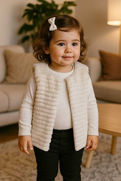 Pinomio Baby&Kids Kız Çocuk Çizgili Peluş Yelek