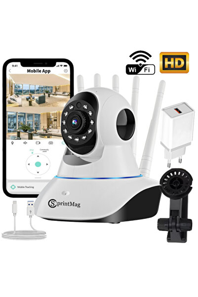 SprintMag Camera Supraveghere/Baby Monitor Smart 5 Antene Wifi 2.4Gz Inregistrare Video Card Rotire 360°