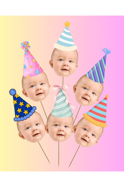 P&B COLLECTION WORKSHOP Kişiye Özel Fotoğraflı Doğum Günü Cupcake Pasta Dekor...