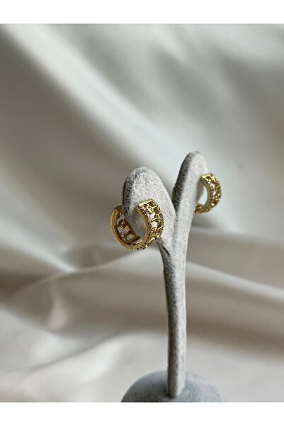 yeknova Xuping 14k Gold Rengi Merdiven Model Zirkon Taş Detay Kararmaz Kadın Halka Küpe