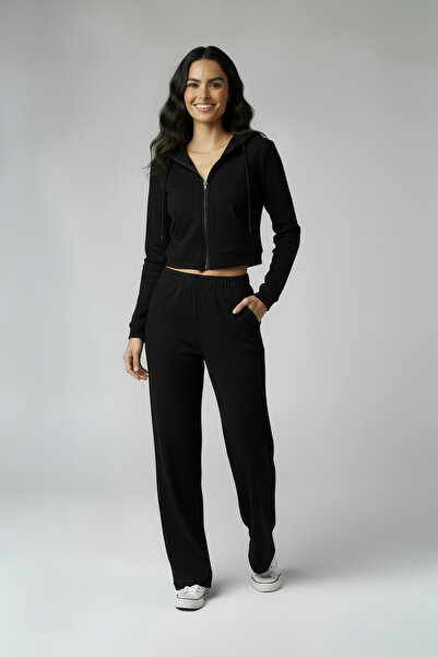 LYVEAN Three-Thread Sardon Zippered Crop Suit