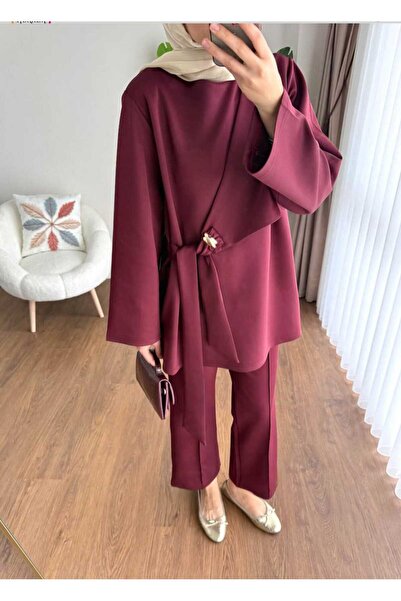 by nursel çiçek Women's Trend Side Tie Double Scuba Suit