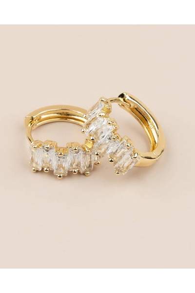 Portakal Esintisi Zyra Baguette Stone Hoop Xuping Earrings