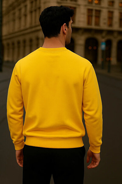COMBİNE MİCHAİL Men's Oversized Winter Yellow Long Sweater