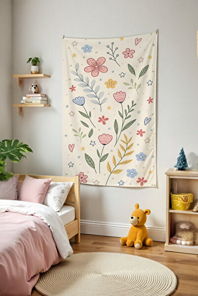 Tepeli Home Çiçekler Duvar Örtüsü Film Temalı Kaliteli Kumaş Oda Dekoru Duvar...