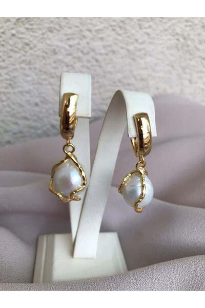 BuinJewellery Kafesli Barok İnci Küpe