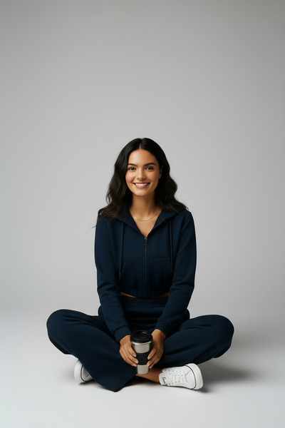 LYVEAN Three-Thread Sardon Zippered Crop Suit