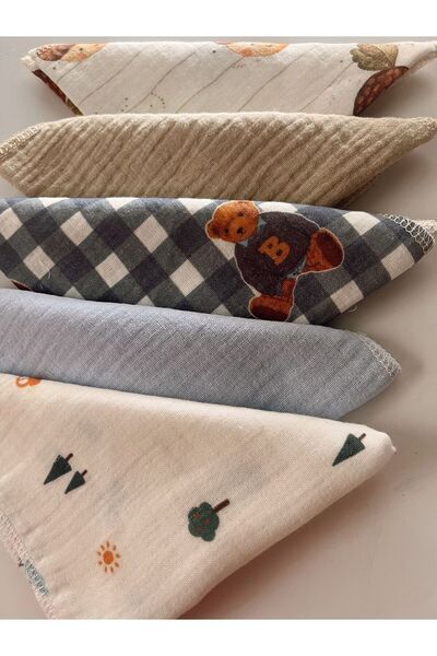 DillyDally Muslin Mouth Wipes - 4 Pack Mixed Patterns - 100% Cotton