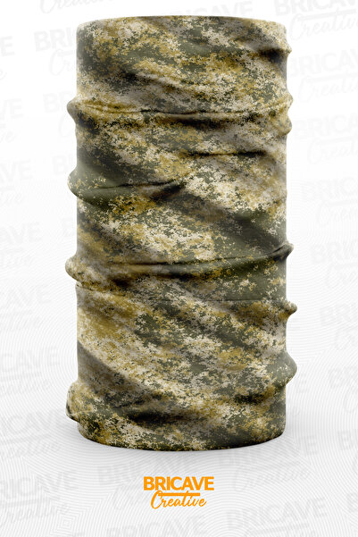 Bricave Haki Kamuflaj Desenli Motosiklet Bandana Boyunluk Maske