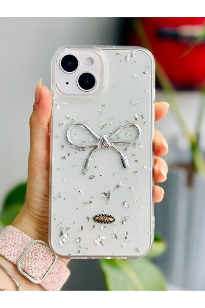 Hype Store Go Aksesuar Iphone 13-14 - 15 ile Uyumlu Şeffaf Simli Epoksili Tel...