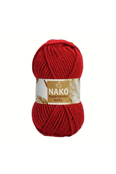 NAKO Süperlambs Bulky 1175 Koyu Kırmızı Kalın Yünlü El Örgü İpi