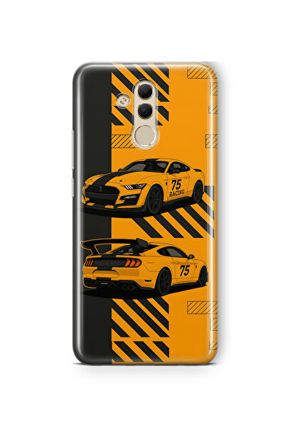 FLAMENKO حافظة هاتف شفافة بنمط سيارة سباق صفراء متوافقة مع هاتف هواوي ميت 20 ...