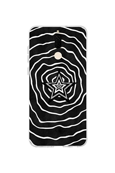 FLAMENKO حافظة هاتف شفافة متوافقة مع هاتف هواوي ميت 10 لايت بنمط نجمة باللونين الأسود والأبيض