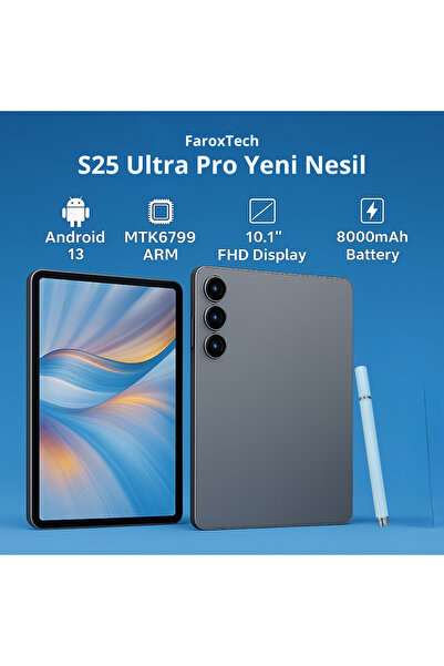 FaroxTech S25 Ultra Pro Tablet – 16GB RAM - 512GB Hafıza - Klavye, Fare, Kalem HEDİYELİ !