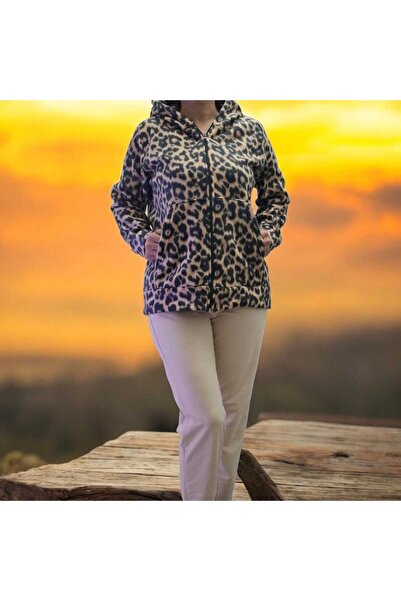 Fua Shop Γυναικείο μπουφάν με κουκούλα με λεοπάρ σχέδιο