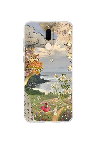FLAMENKO حافظة هاتف شفافة بنمط حديقة الأحلام متوافقة مع هاتف هواوي ميت 10 لايت