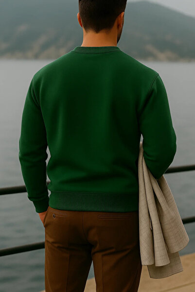 COMBİNE MİCHAİL Мъжки дебел велосипеден пуловер с широка яка Z. Зелен пуловер