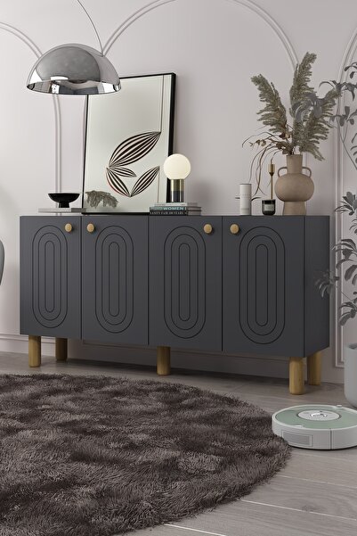 DEMONTE DECOR 8202-1DD KB150 KONSOL, TV ÜNİTESİ ANTRASİT-SAFİRMEŞE