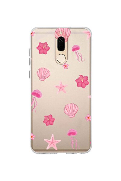 FLAMENKO حافظة هاتف شفافة بنمط البحر الوردي المتوافقة مع هاتف هواوي ميت 10 لايت