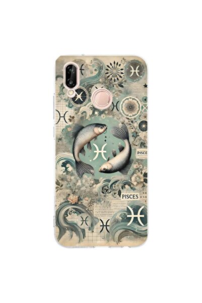 FLAMENKO حافظة هاتف شفافة بنمط برج الحوت متوافقة مع هاتف هواوي P20 لايت